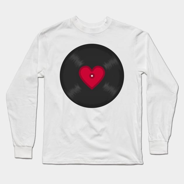 LP Vinyl Record With Heart Long Sleeve T-Shirt by Nerd_art